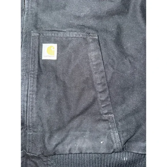 Carhartt Black Full Zip Quilted Lined Hooded Work Jacket Men Size‎ Medium